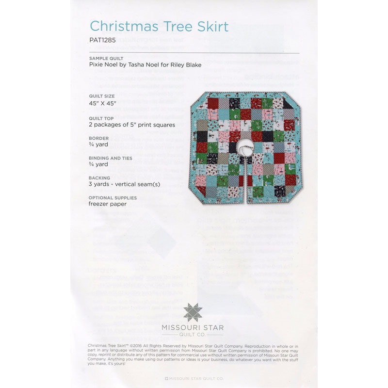 Christmas Tree Skirt Quilt Pattern By MSQC SKU PAT1285 Missouri Star Quilt Co Wholesale