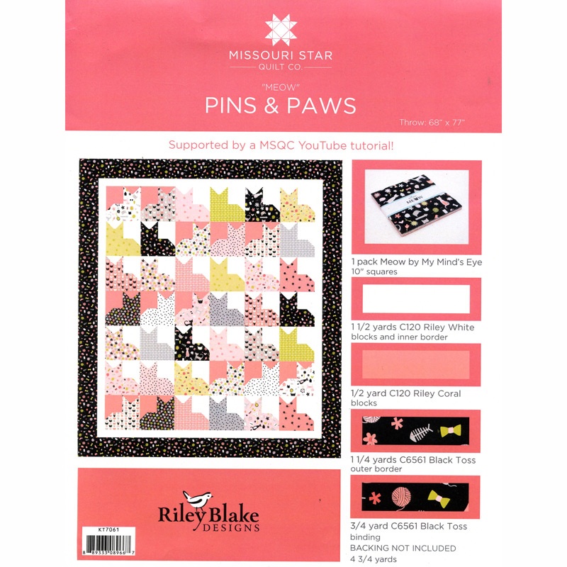 MSQC Meow Pins Paws Kit Missouri Star Quilt Co Wholesale