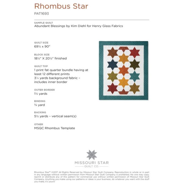 Rhombus Star Quilt Pattern