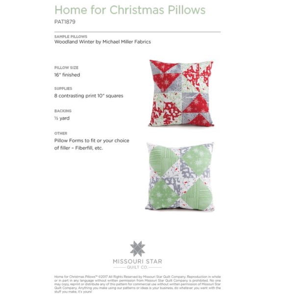 Home For Christmas Pillows Pattern by MSQC