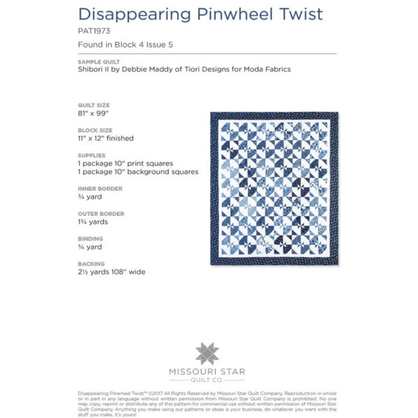 Disappearing Pinwheel Twist Pattern by MSQC