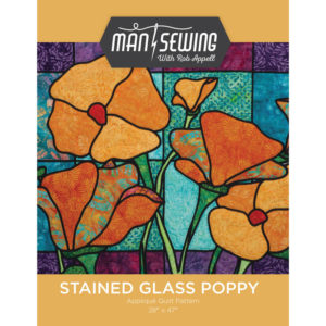 Man Sewing Stained Glass Poppy Pattern