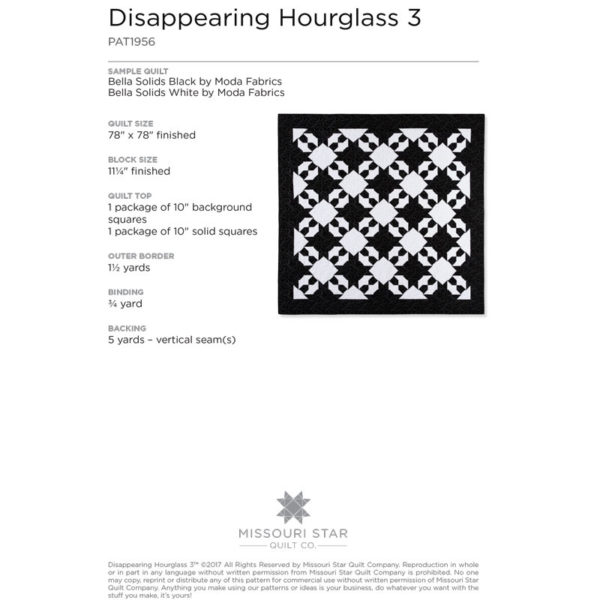 Disappearing Hourglass 3 Quilt Pattern by MSQC