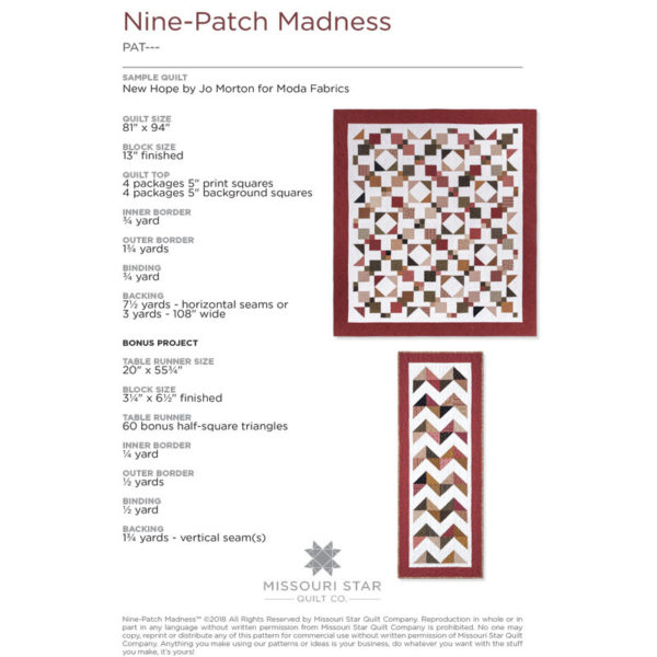 Nine-Patch Madness Quilt Pattern by MSQC