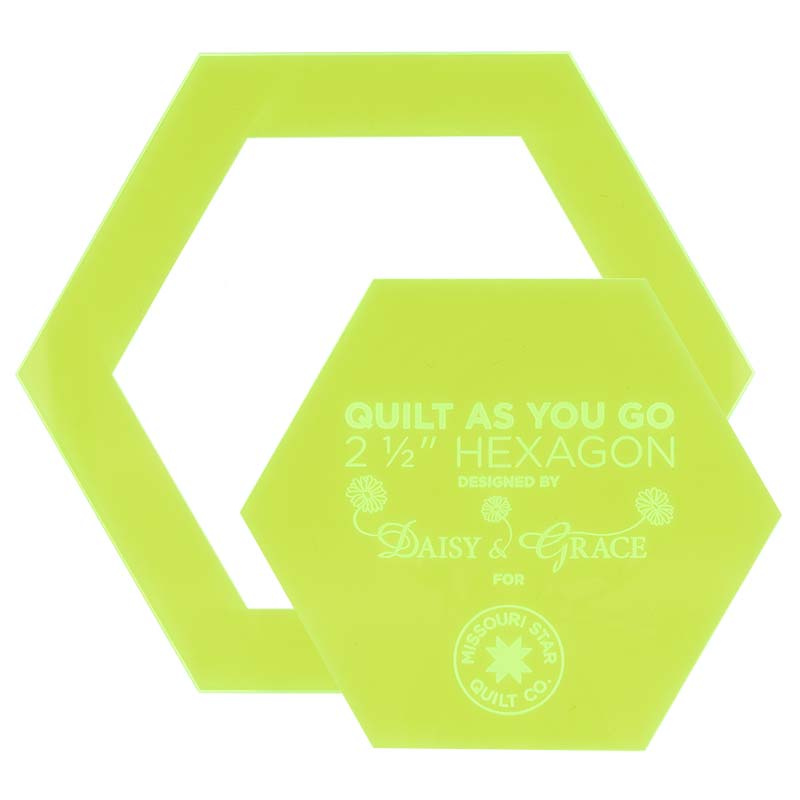 Quilt As You Go 2 1/2" Hexagon Template Designed by Daisy & Grace for